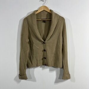 Elena Solano 100% Cashmere Old Money Shawl Collar Button Cardigan Womens Large